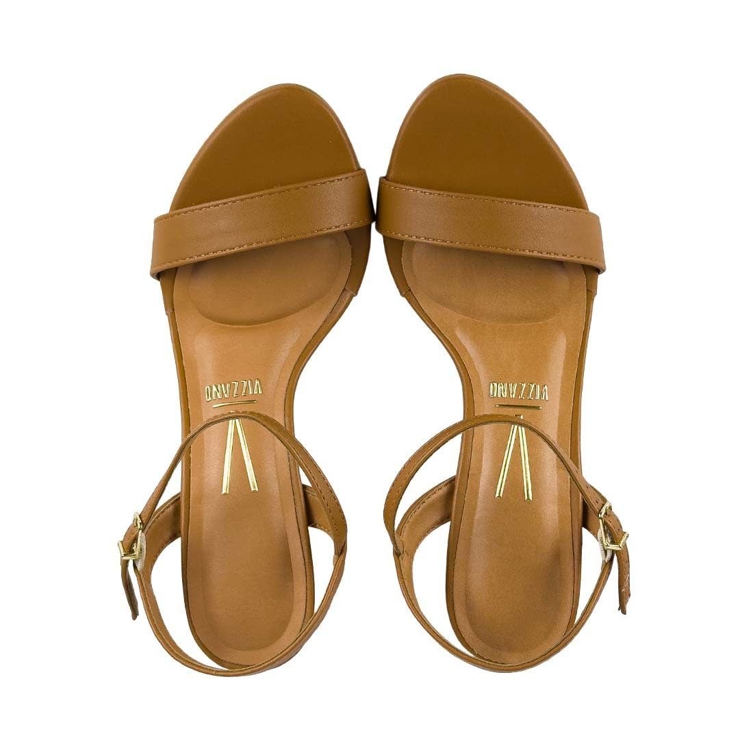 Sandália Vizzano Salto Médio Bloco Tira Fina Camel 5