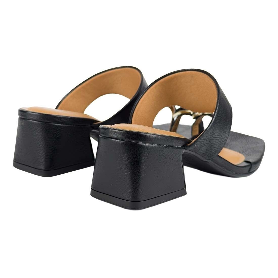 Tamanco Vizzano Salto Médio Detalhe Metal Preto 3