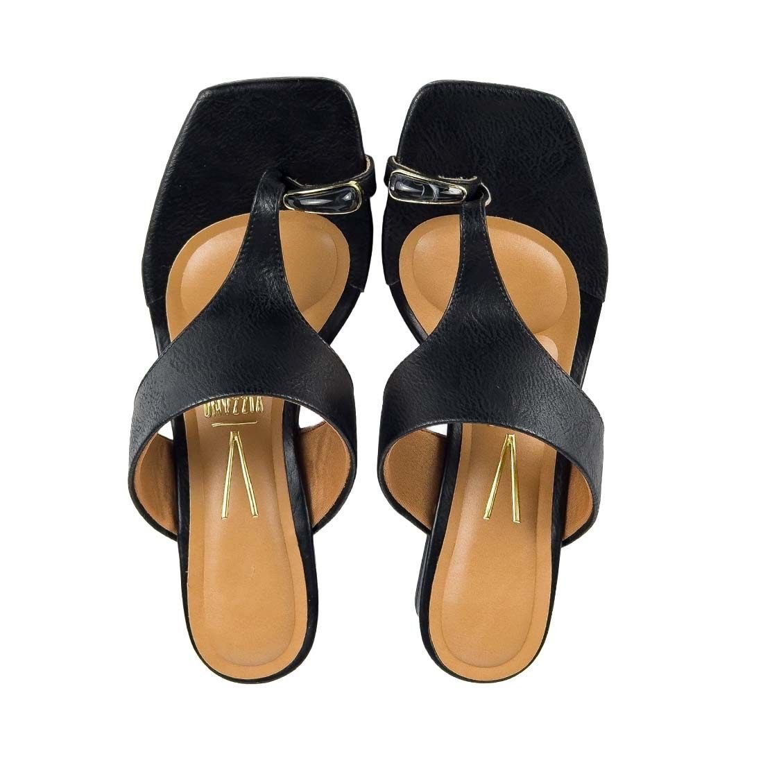 Tamanco Vizzano Salto Médio Detalhe Metal Preto 5