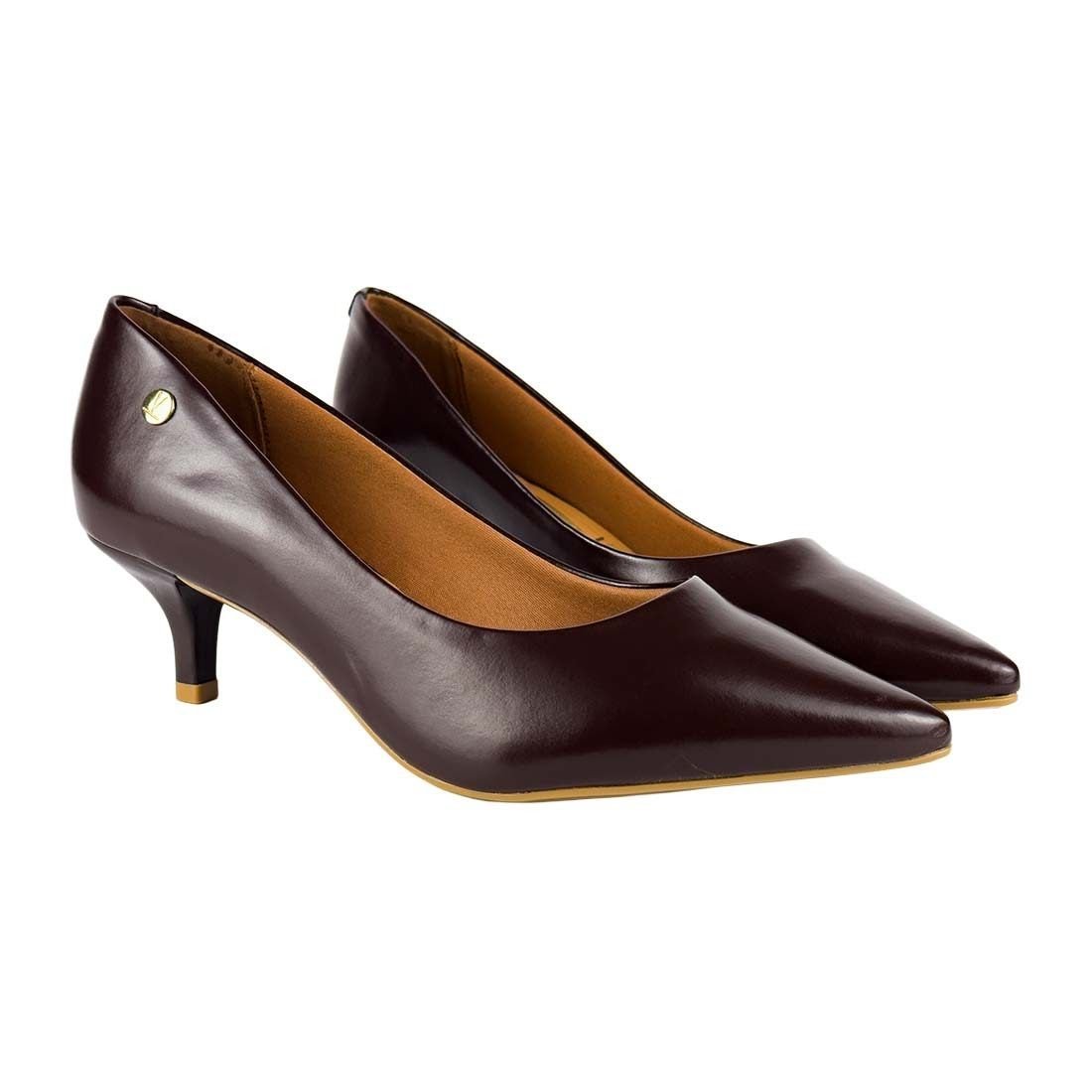 Sapato Scarpin Vizzano Salto Baixo Bico Fino Marrom 2
