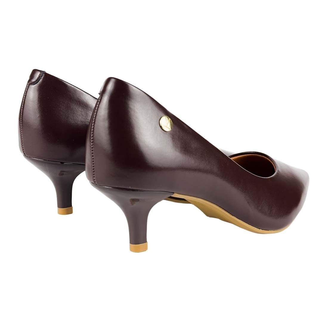 Sapato Scarpin Vizzano Salto Baixo Bico Fino Marrom 3