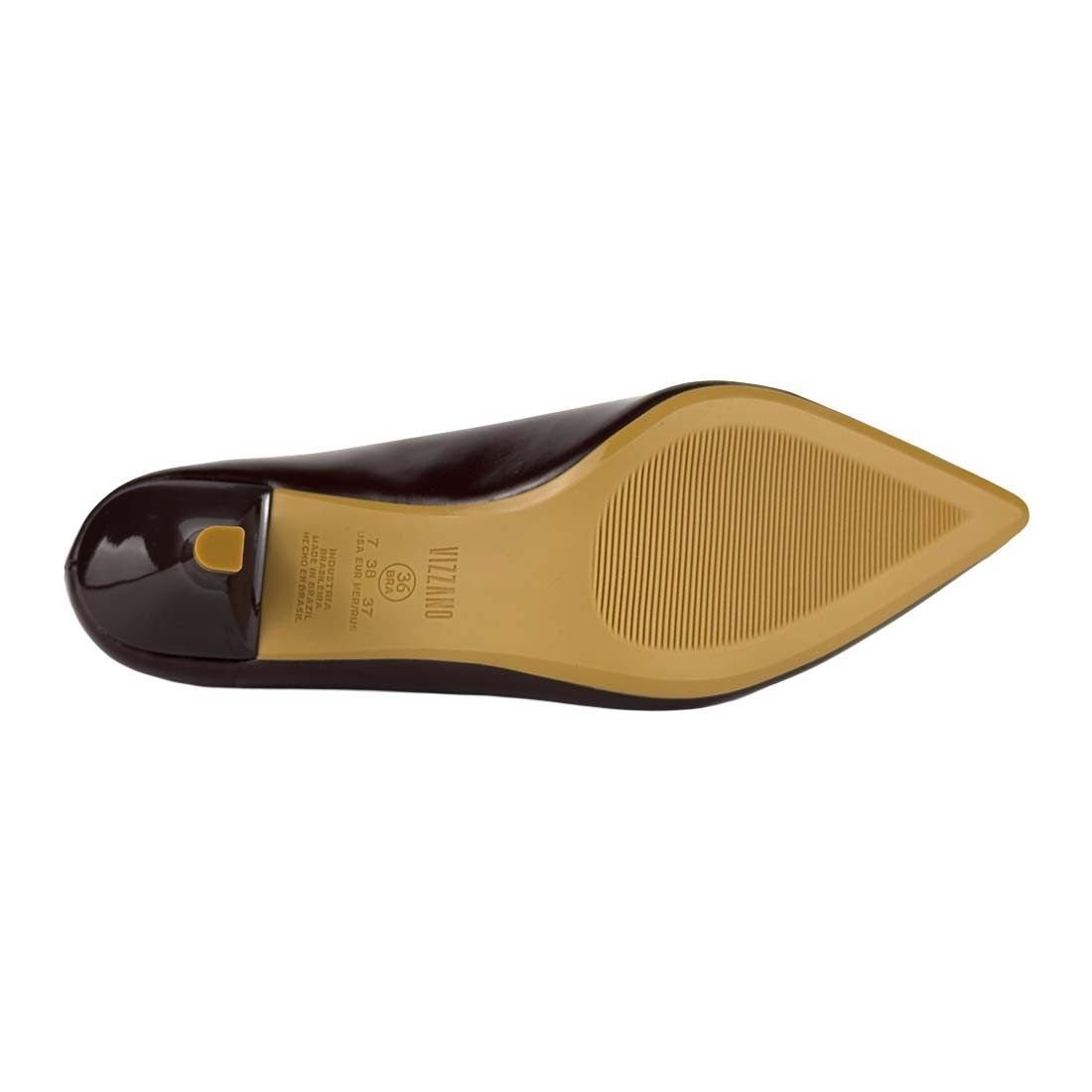 Sapato Scarpin Vizzano Salto Baixo Bico Fino Marrom 4