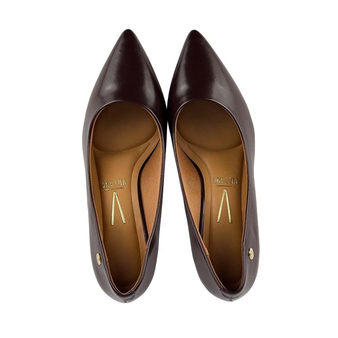 Sapato Scarpin Vizzano Salto Baixo Bico Fino Marrom 5