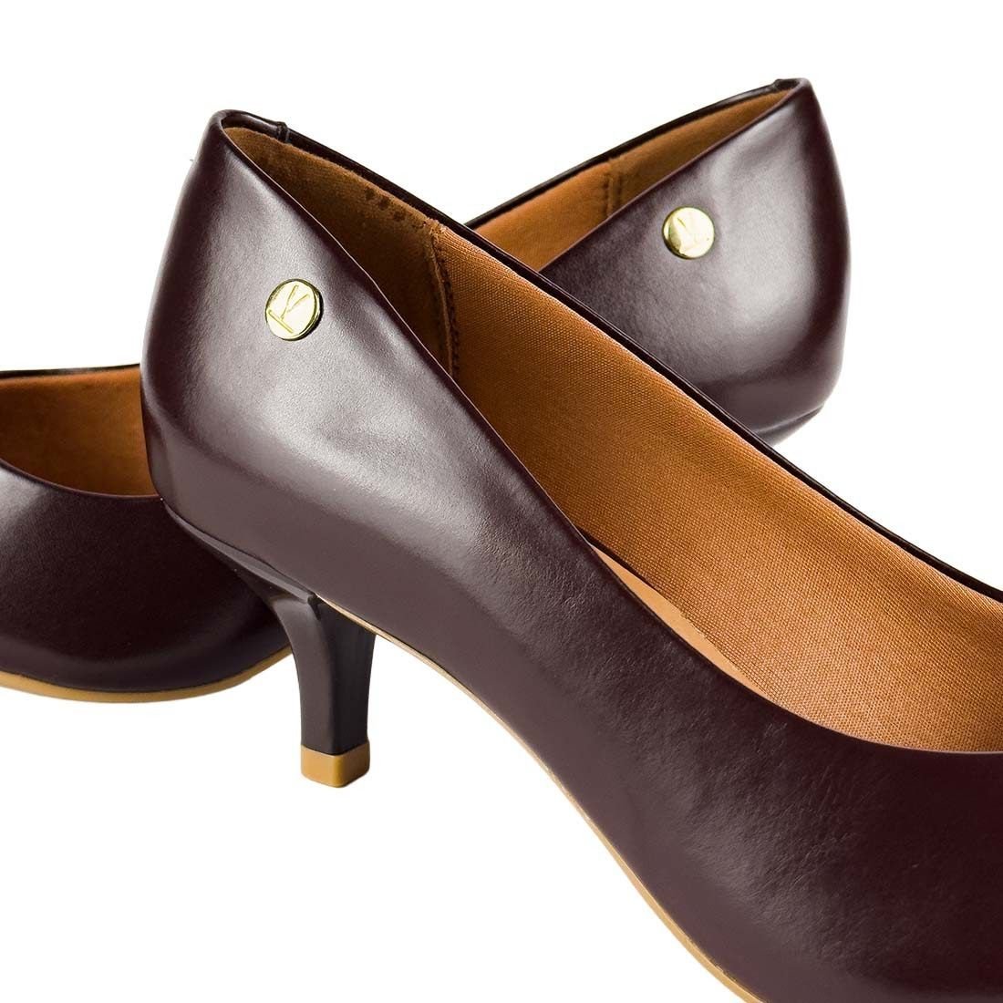 Sapato Scarpin Vizzano Salto Baixo Bico Fino Marrom 6