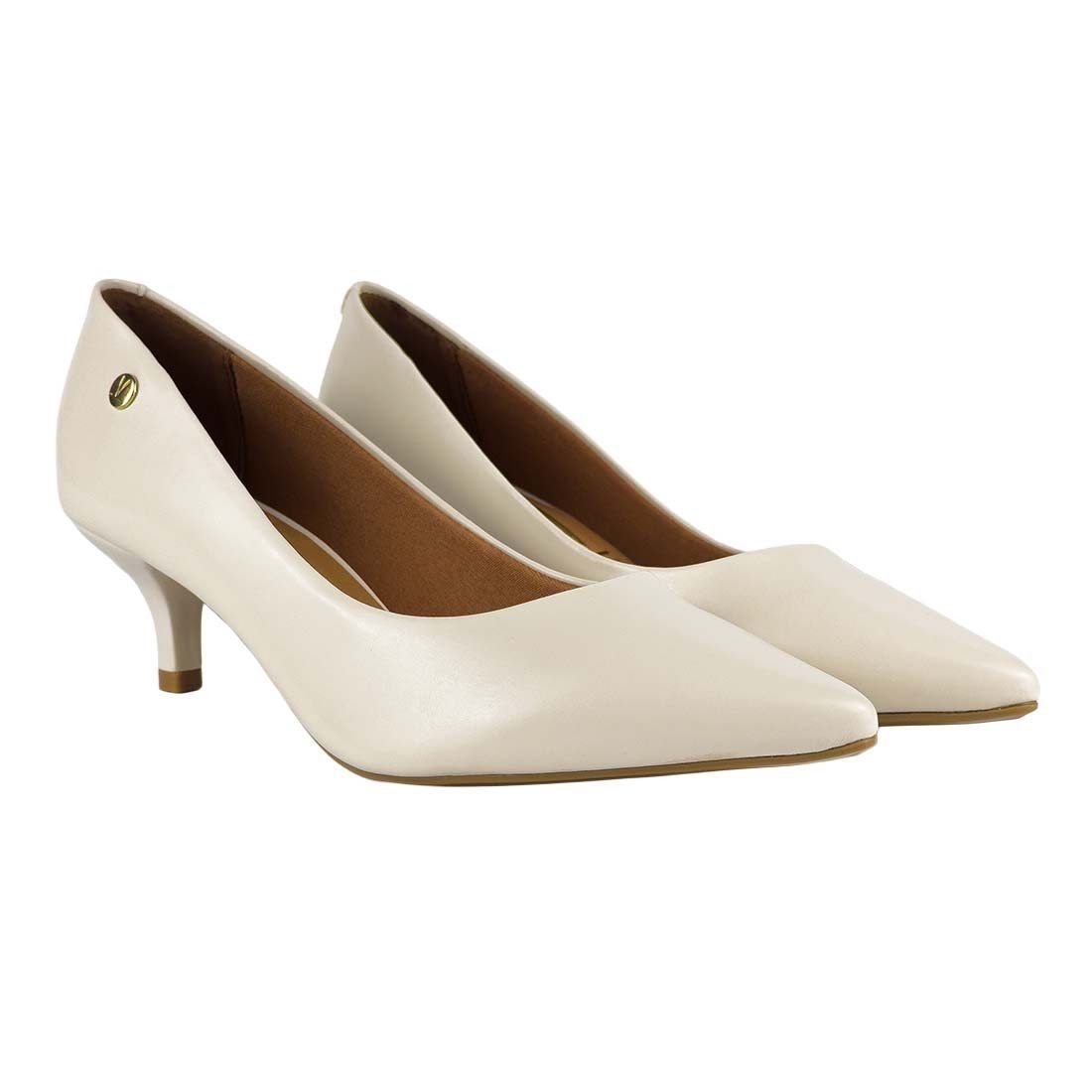 Sapato Scarpin Vizzano Salto Baixo Bico Fino Off White 2