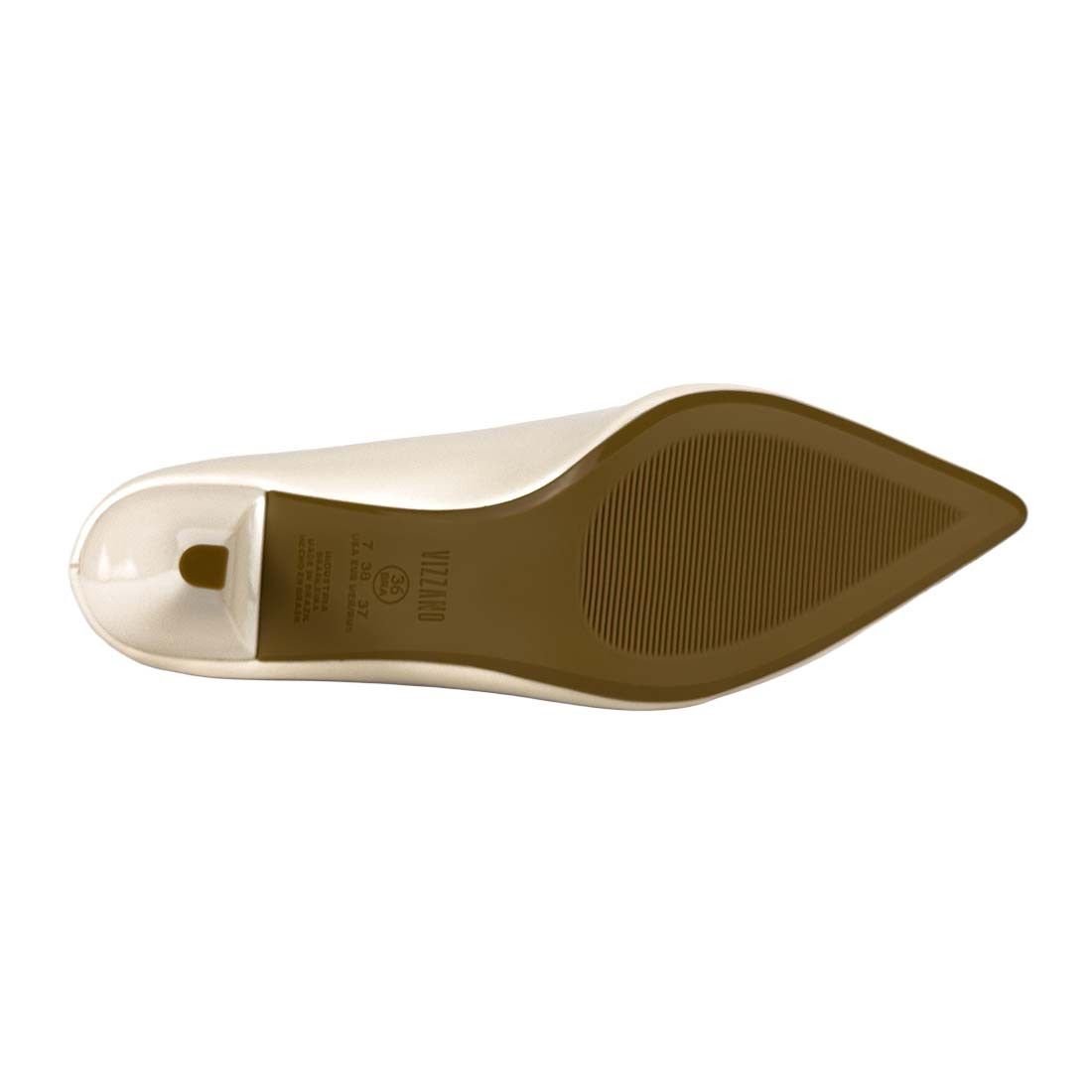 Sapato Scarpin Vizzano Salto Baixo Bico Fino Off White 4