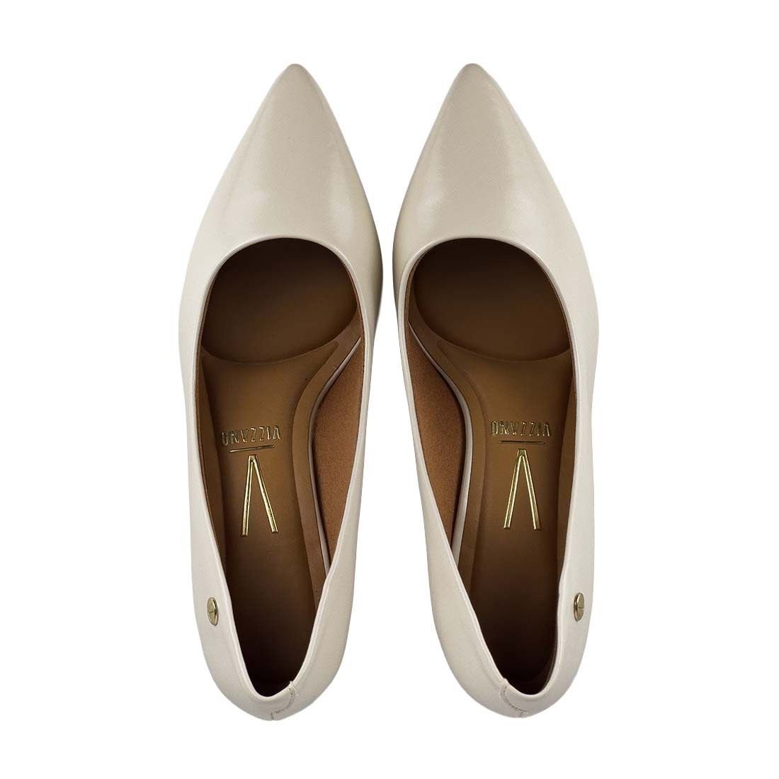 Sapato Scarpin Vizzano Salto Baixo Bico Fino Off White 5