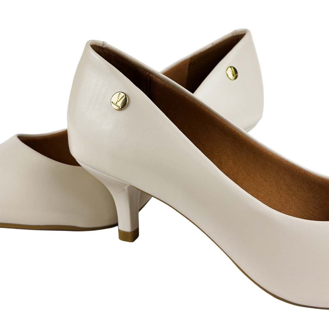 Sapato Scarpin Vizzano Salto Baixo Bico Fino Off White 6