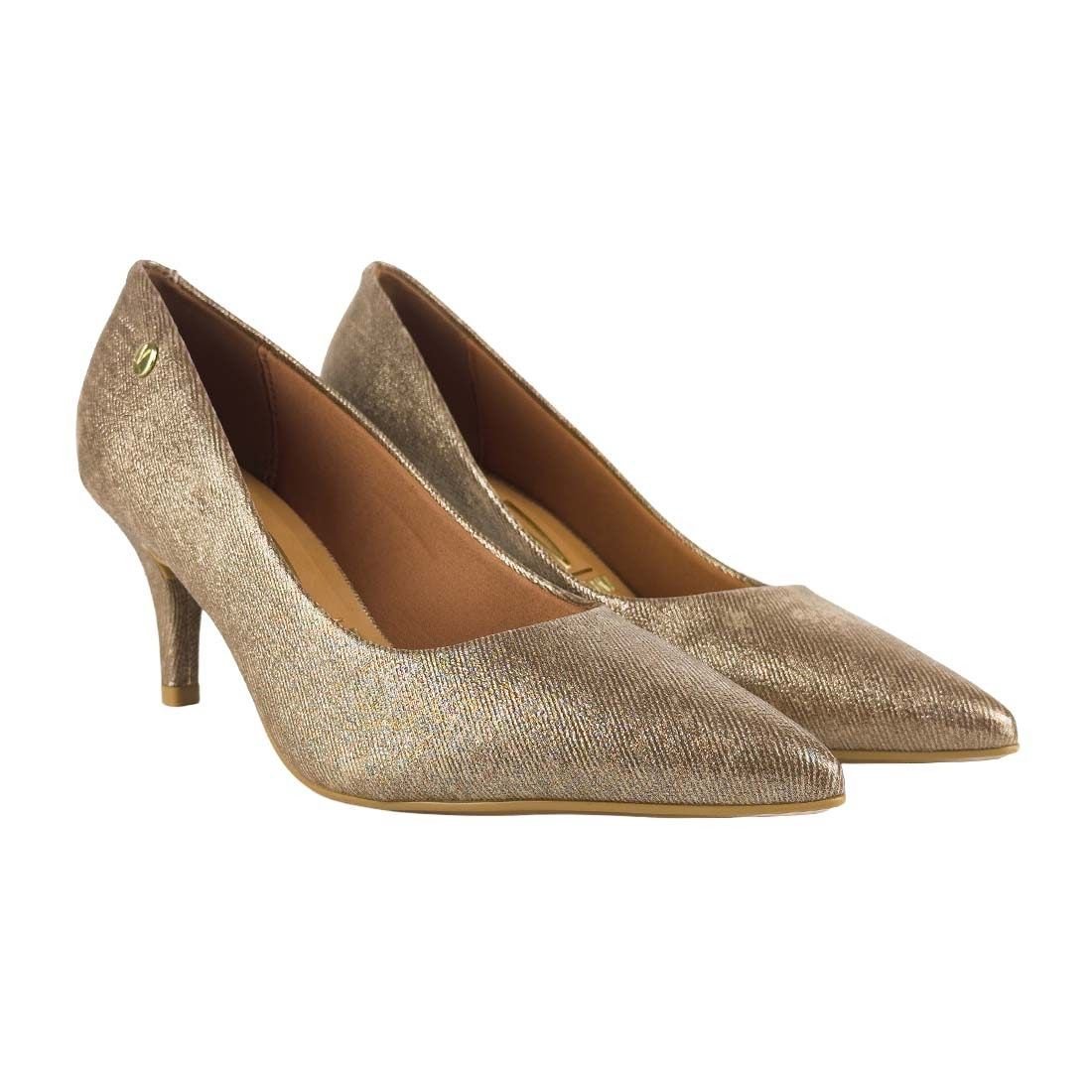Sapato Scarpin Vizzano Salto Fino Médio Dourado 2