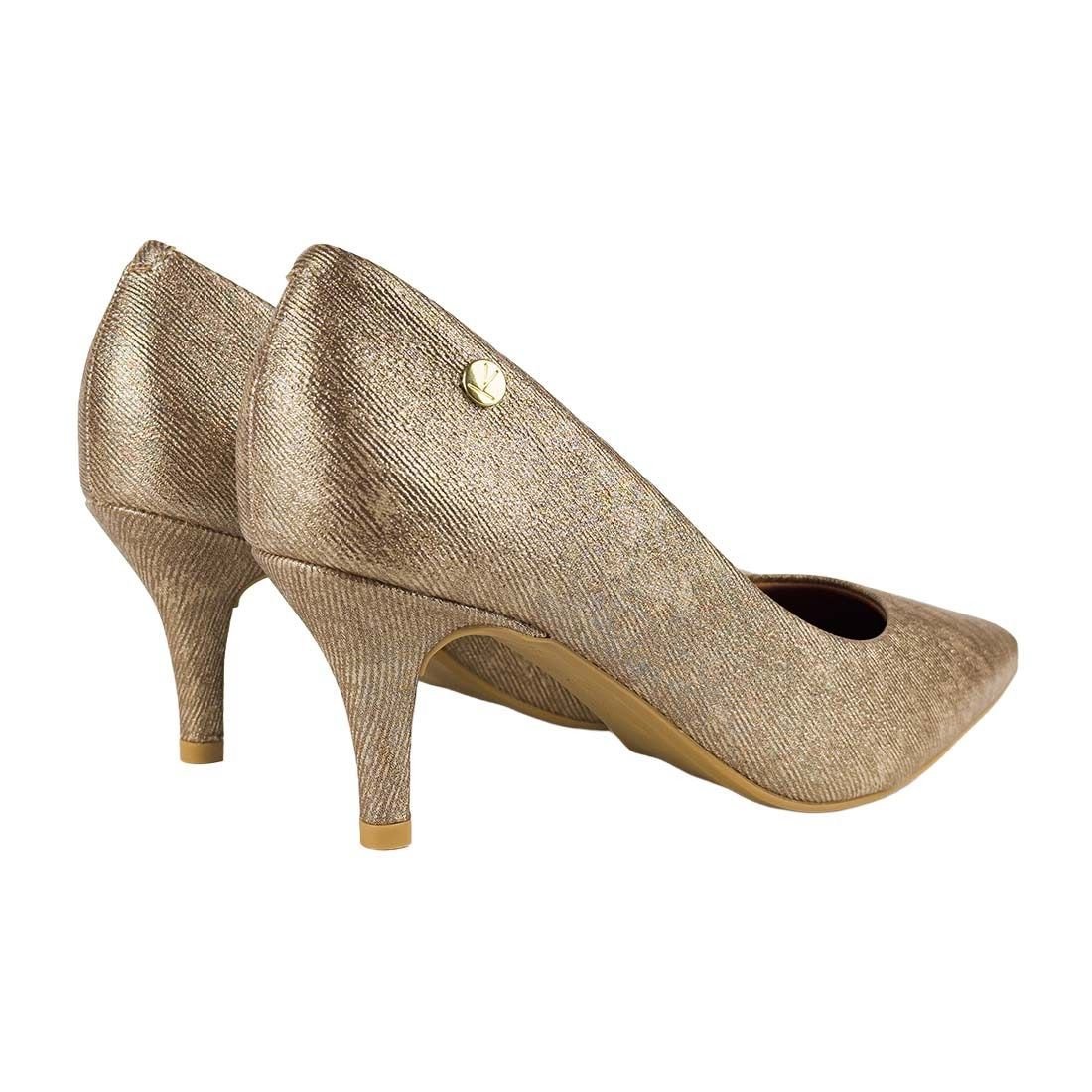 Sapato Scarpin Vizzano Salto Fino Médio Dourado 3