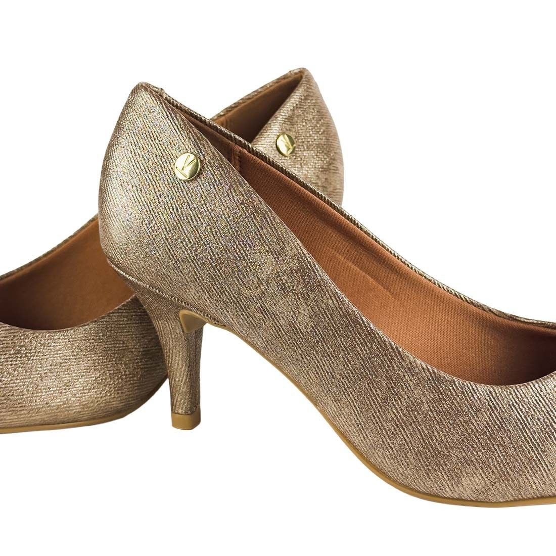 Sapato Scarpin Vizzano Salto Fino Médio Dourado 6