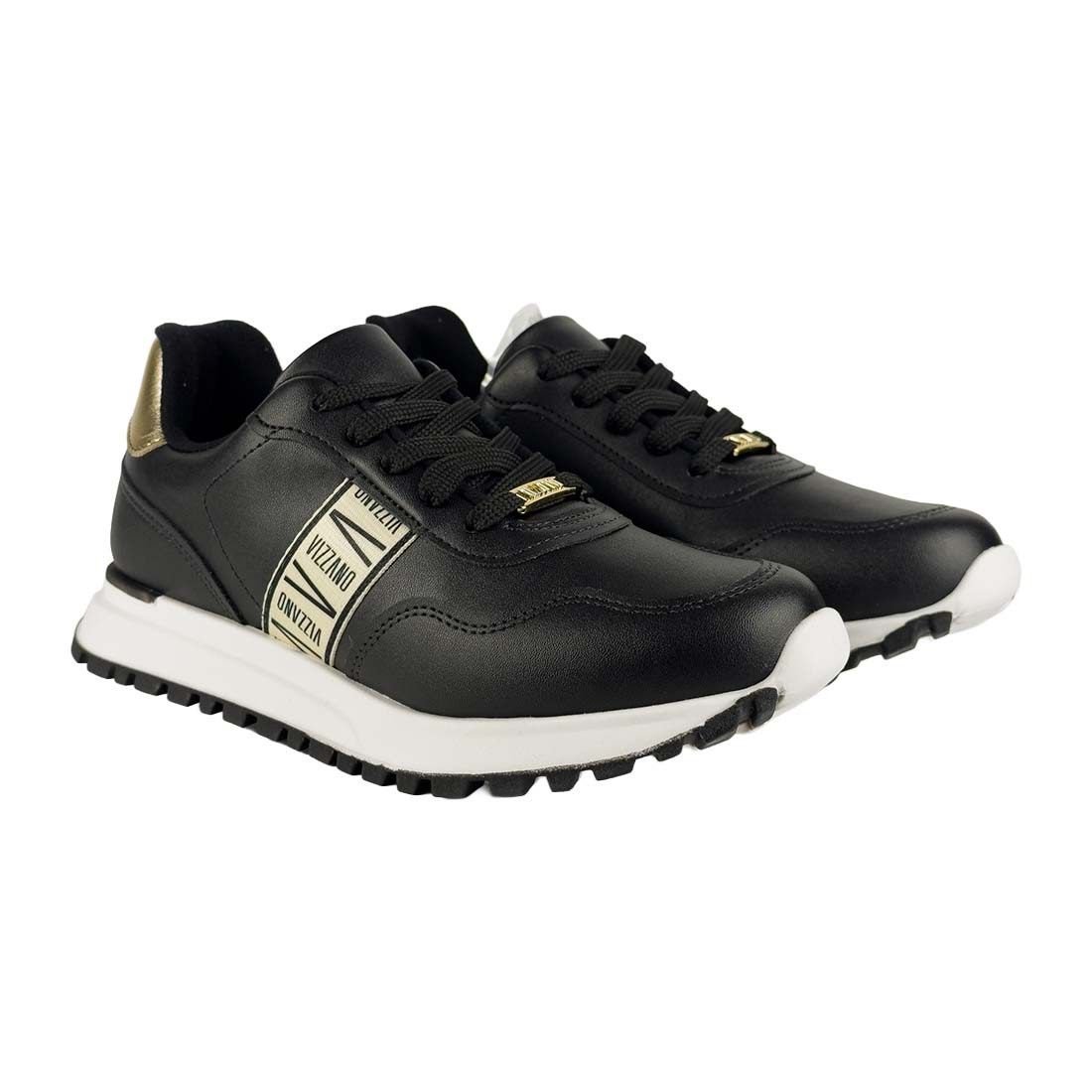 Tênis Vizzano Casual com Detalhe Dourado Preto 2