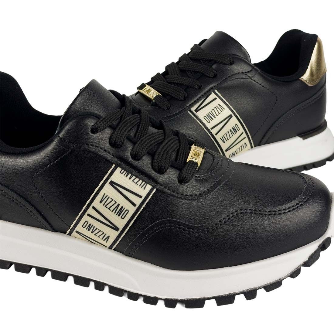 Tênis Vizzano Casual com Detalhe Dourado Preto 6