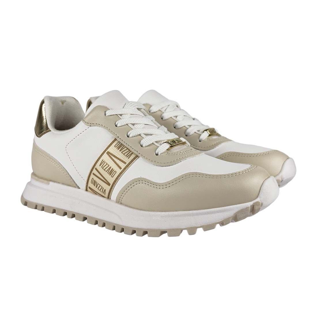Tênis Vizzano Casual com Detalhe Dourado Branco 2