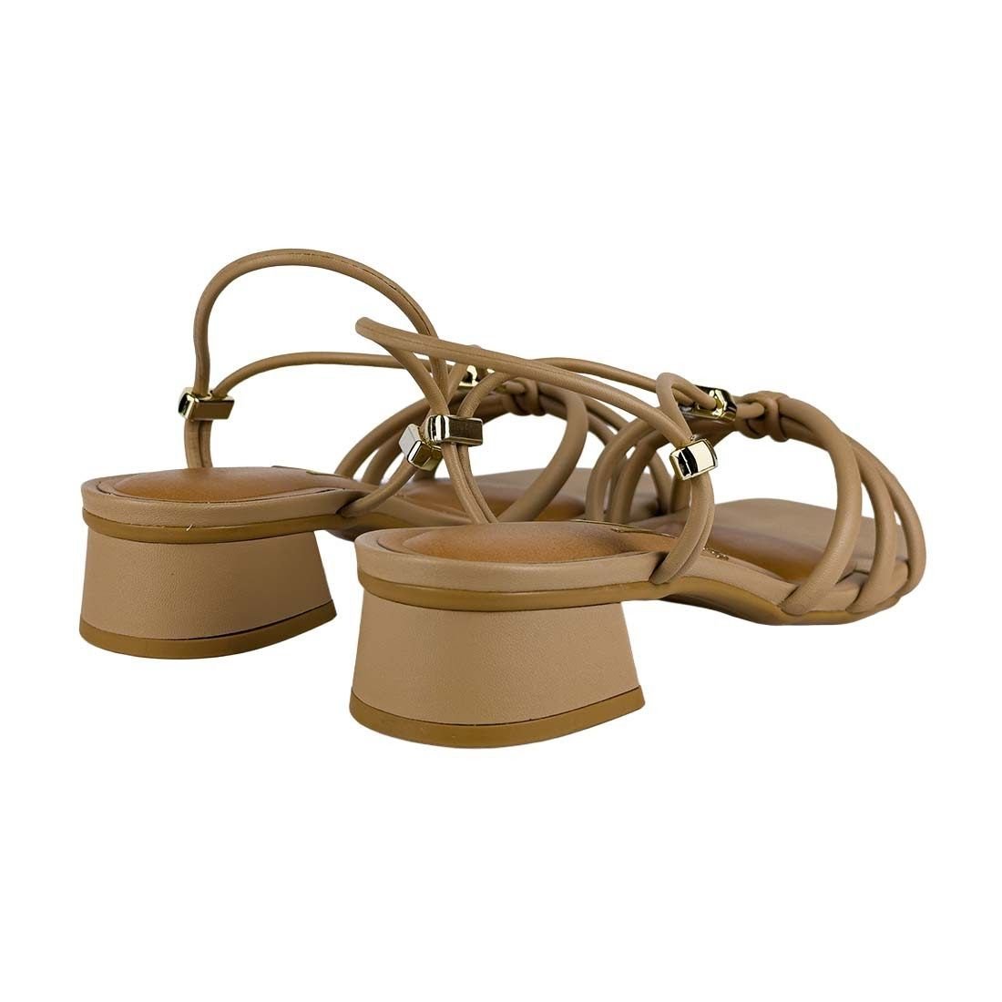 Sandália Vizzano Salto Bloco Baixo Tiras Finas Bege 3