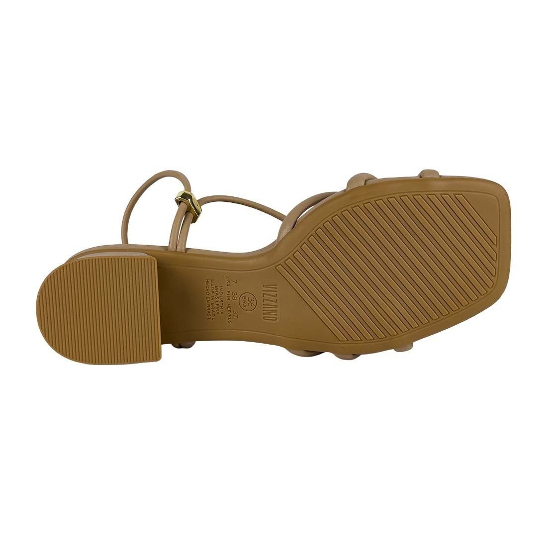 Sandália Vizzano Salto Bloco Baixo Tiras Finas Bege 4