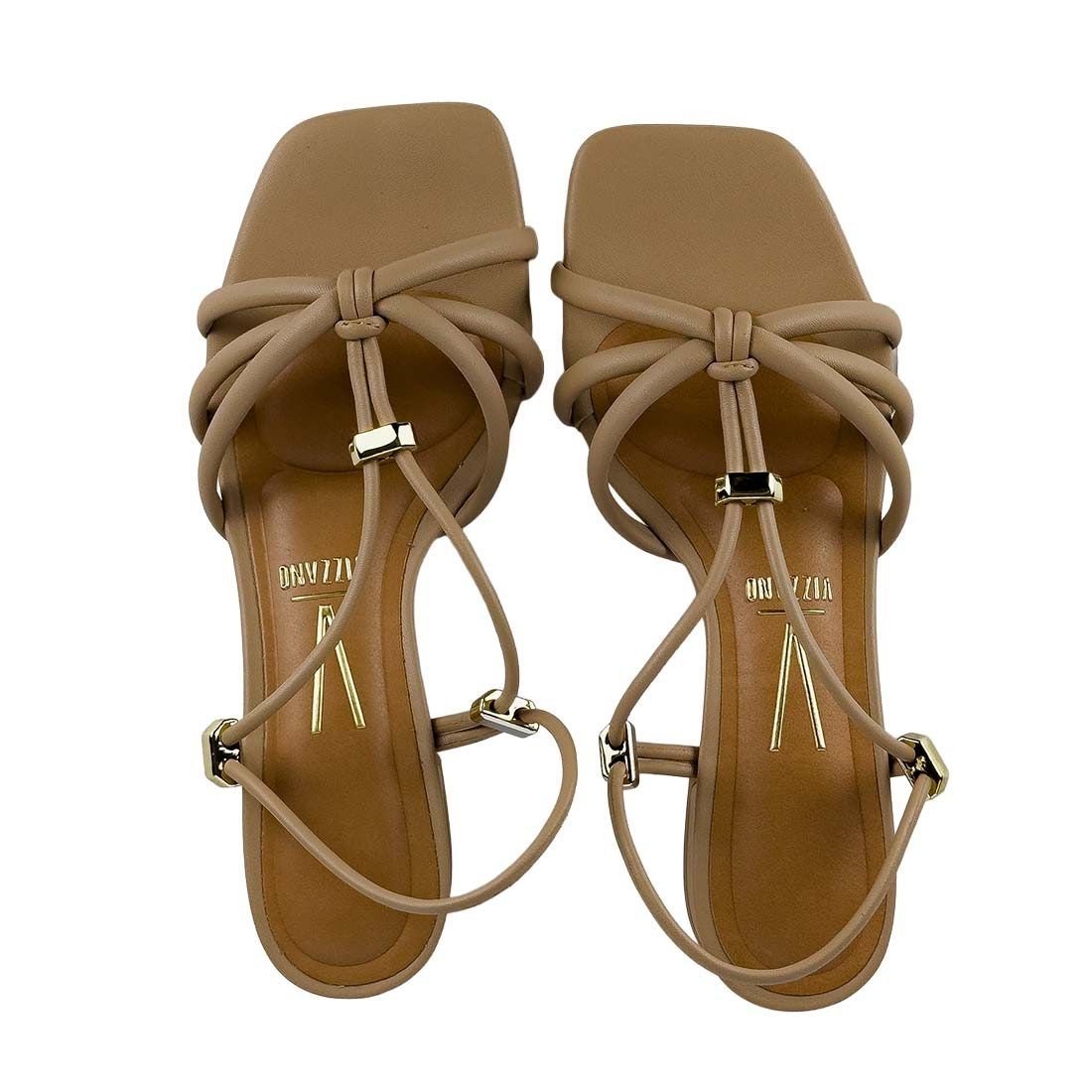 Sandália Vizzano Salto Bloco Baixo Tiras Finas Bege 5