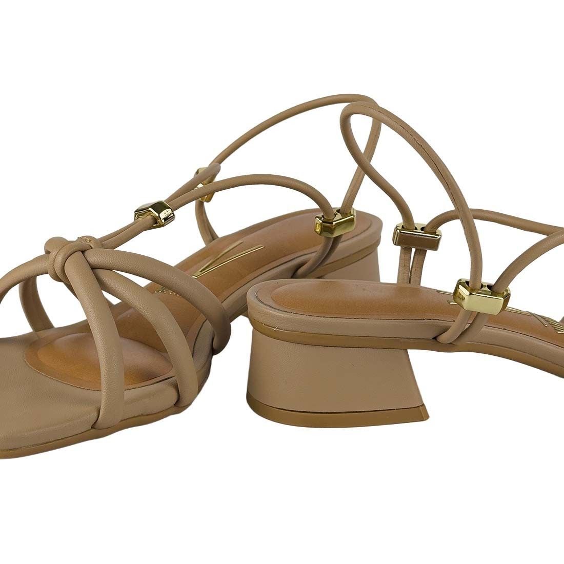 Sandália Vizzano Salto Bloco Baixo Tiras Finas Bege 6