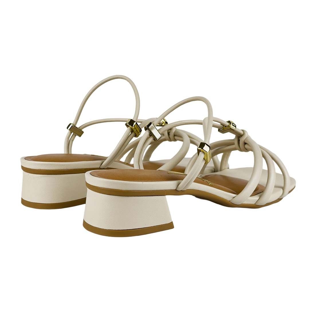 Sandália Vizzano Salto Bloco Baixo Tiras Finas Off White 3