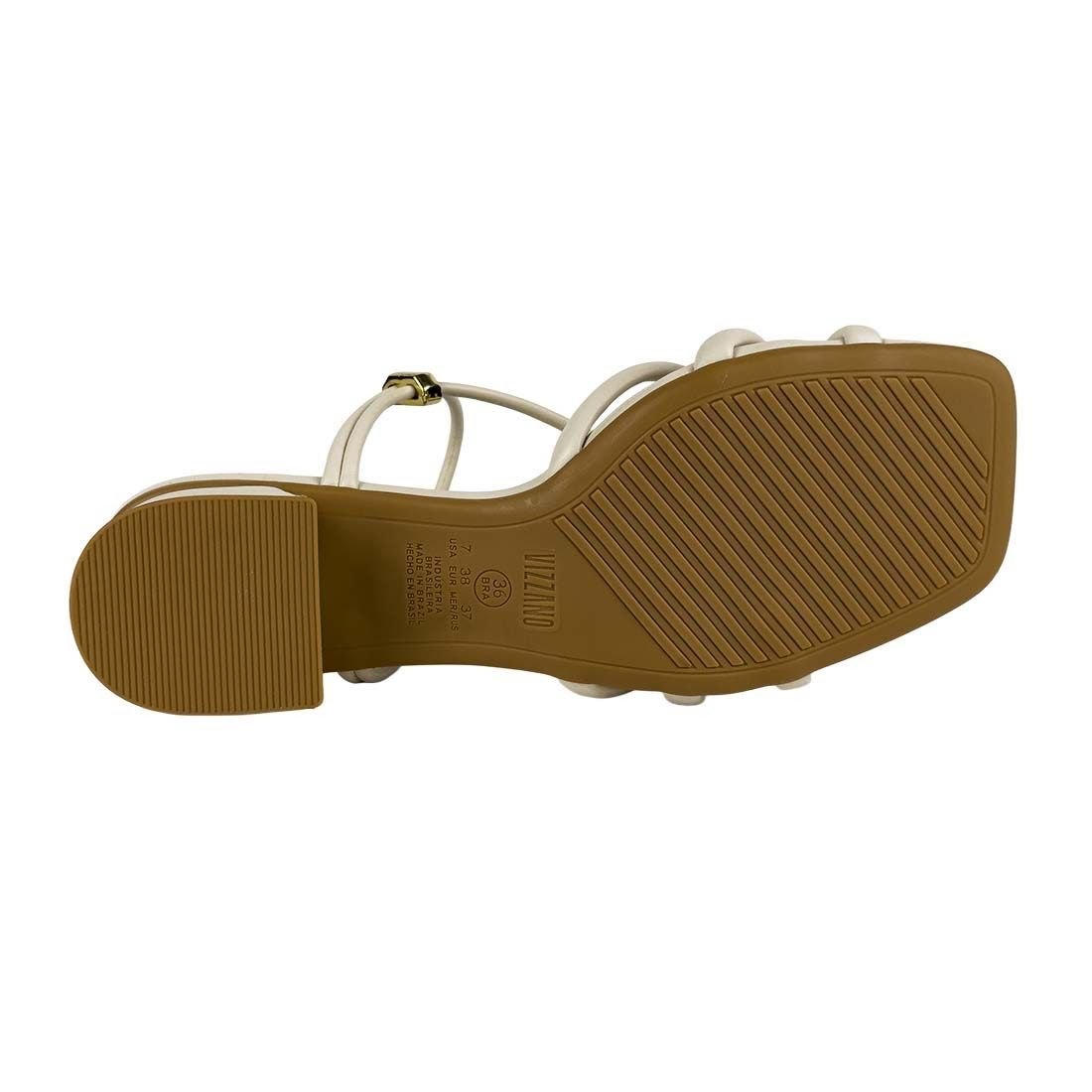 Sandália Vizzano Salto Bloco Baixo Tiras Finas Off White 4