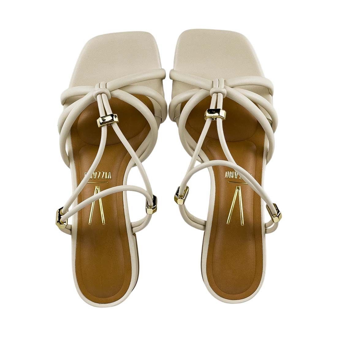 Sandália Vizzano Salto Bloco Baixo Tiras Finas Off White 5