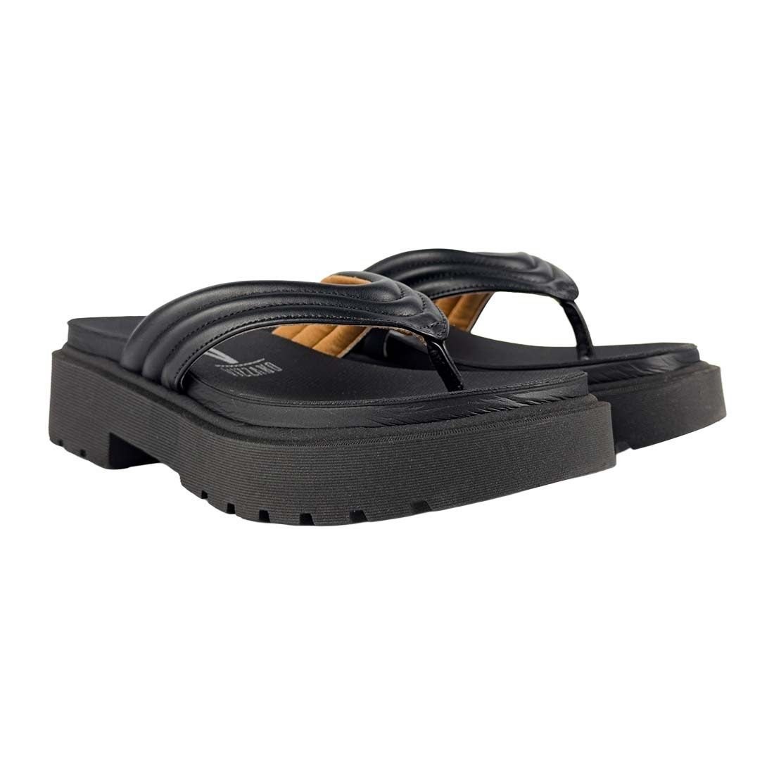 Chinelo Vizzano Plataforma com Tiras Largas Preto 2