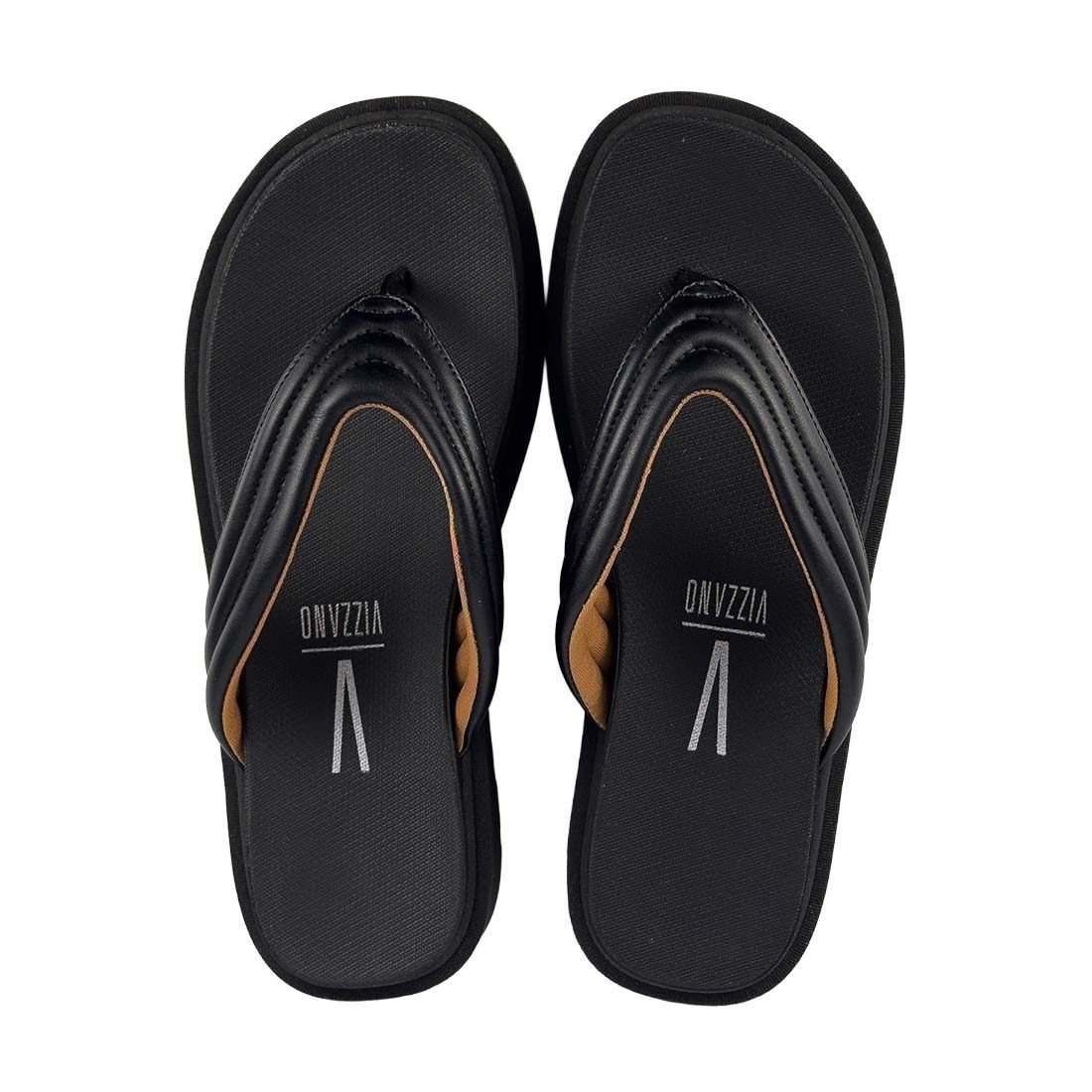 Chinelo Vizzano Plataforma com Tiras Largas Preto 4