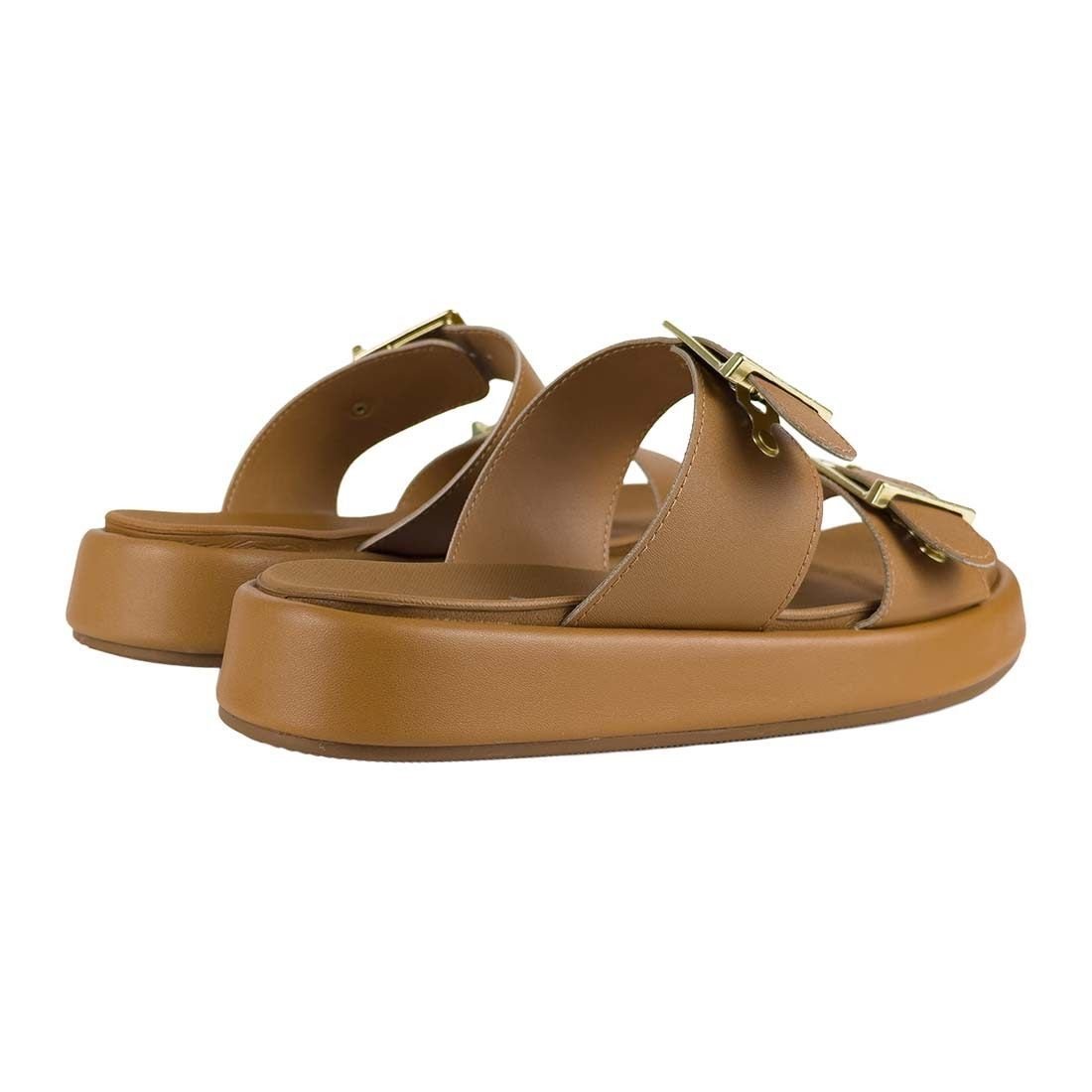 Sandália Papete Vizzano Plataforma com Fivelas Camel 3