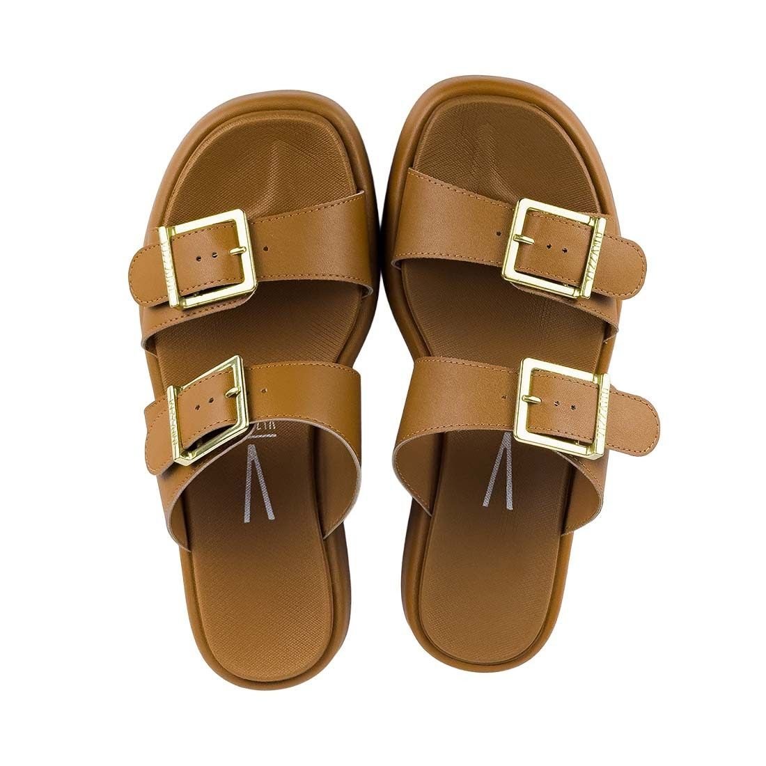 Sandália Papete Vizzano Plataforma com Fivelas Camel 5