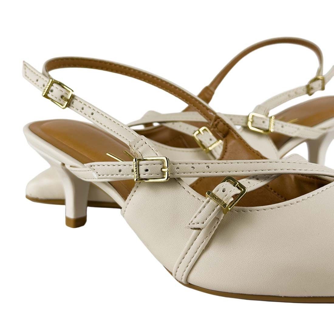 Sapato Scarpin Vizzano Salto Fino Tiras Cruzadas Off White 4