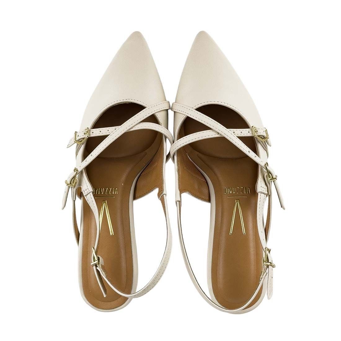 Sapato Scarpin Vizzano Salto Fino Tiras Cruzadas Off White 5