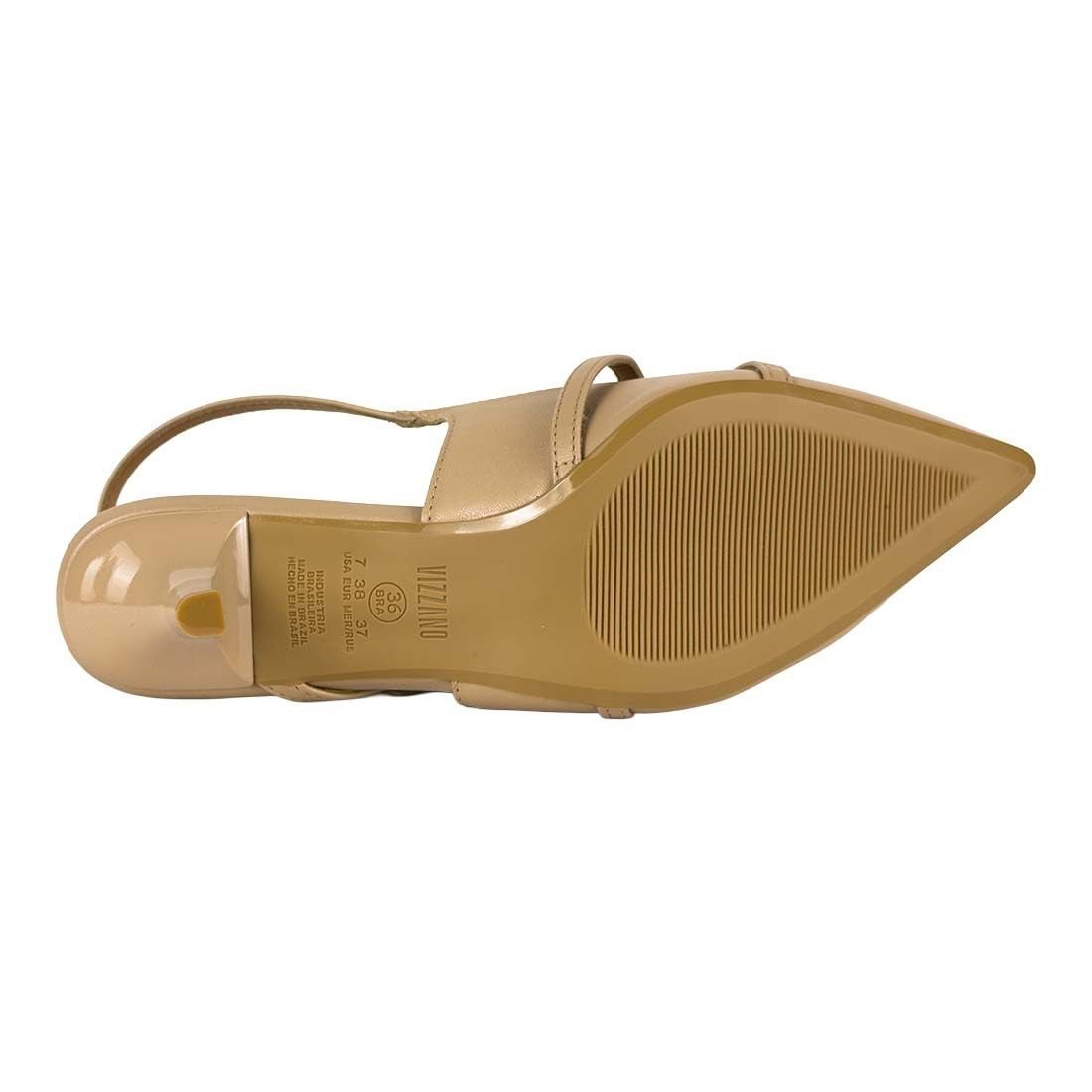 Sapato Scarpin Vizzano Salto Fino Tiras Cruzadas Bege 6