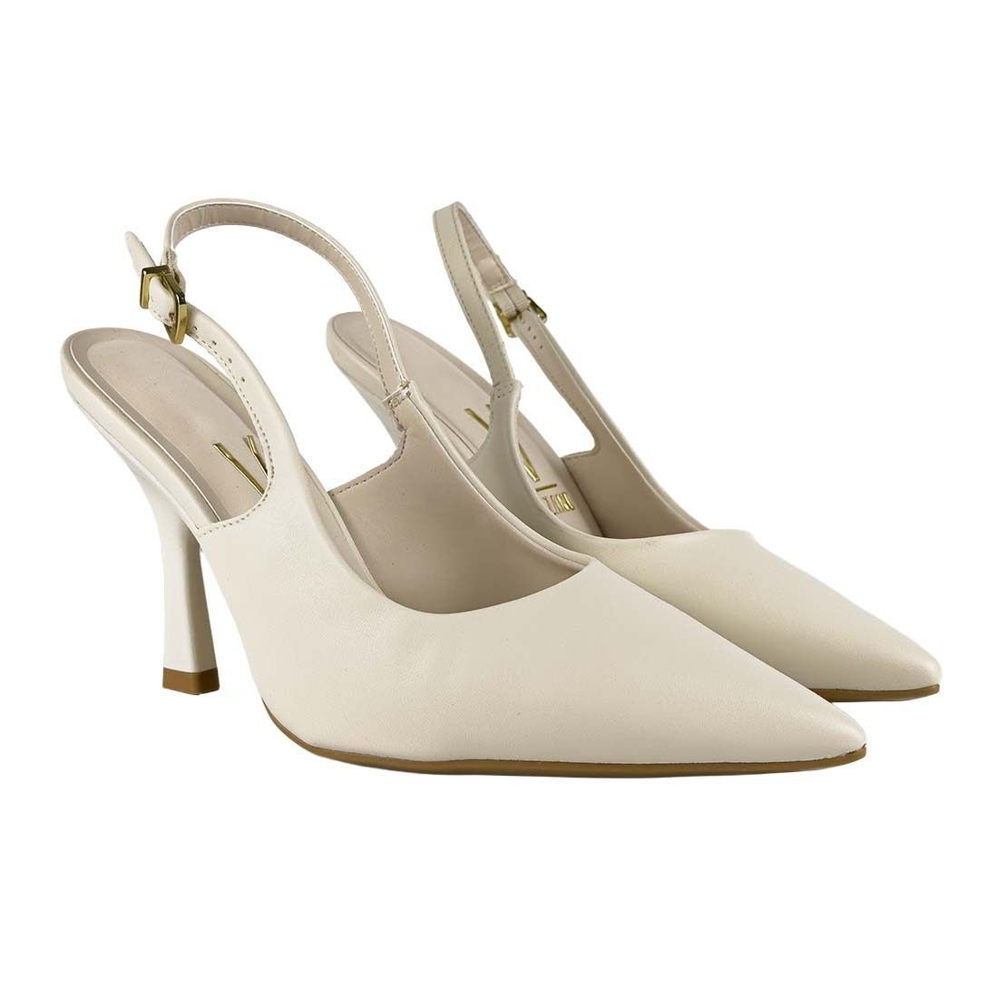 Sapato Scarpin Vizzano Slingback Salto Alto Fino Off White 2