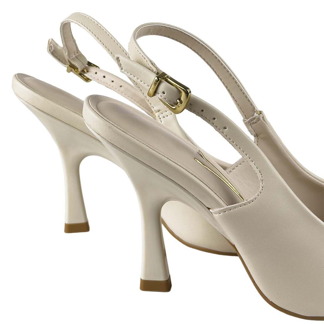 Sapato Scarpin Vizzano Slingback Salto Alto Fino Off White 4