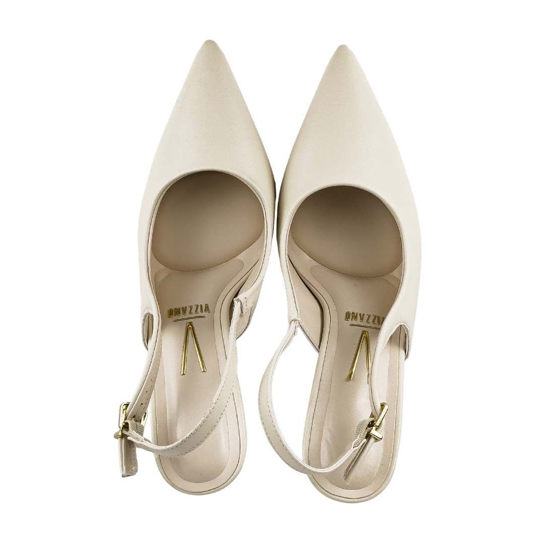 Sapato Scarpin Vizzano Slingback Salto Alto Fino Off White 5