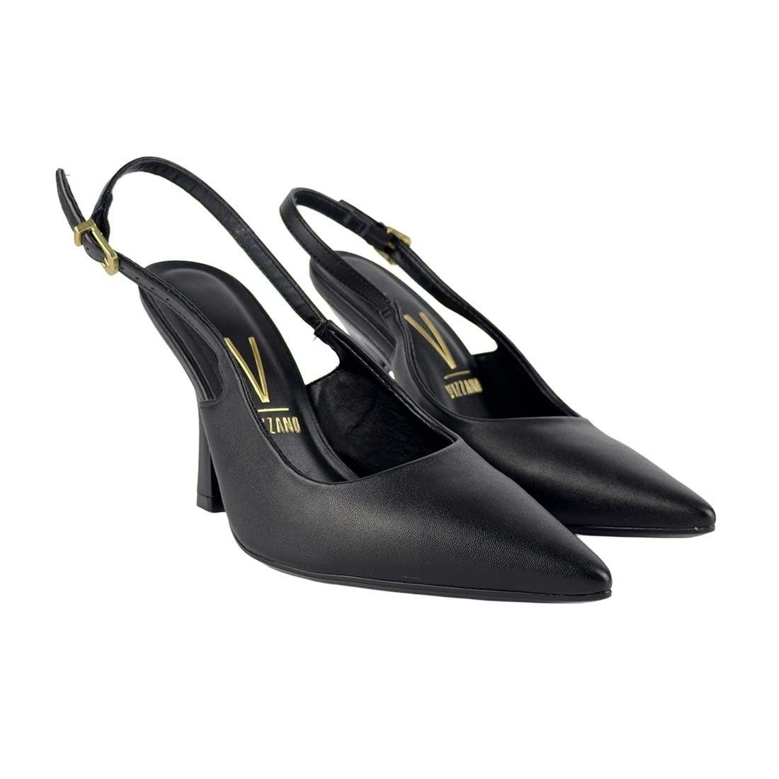 Sapato Scarpin Vizzano Slingback Salto Alto Fino Preto 2