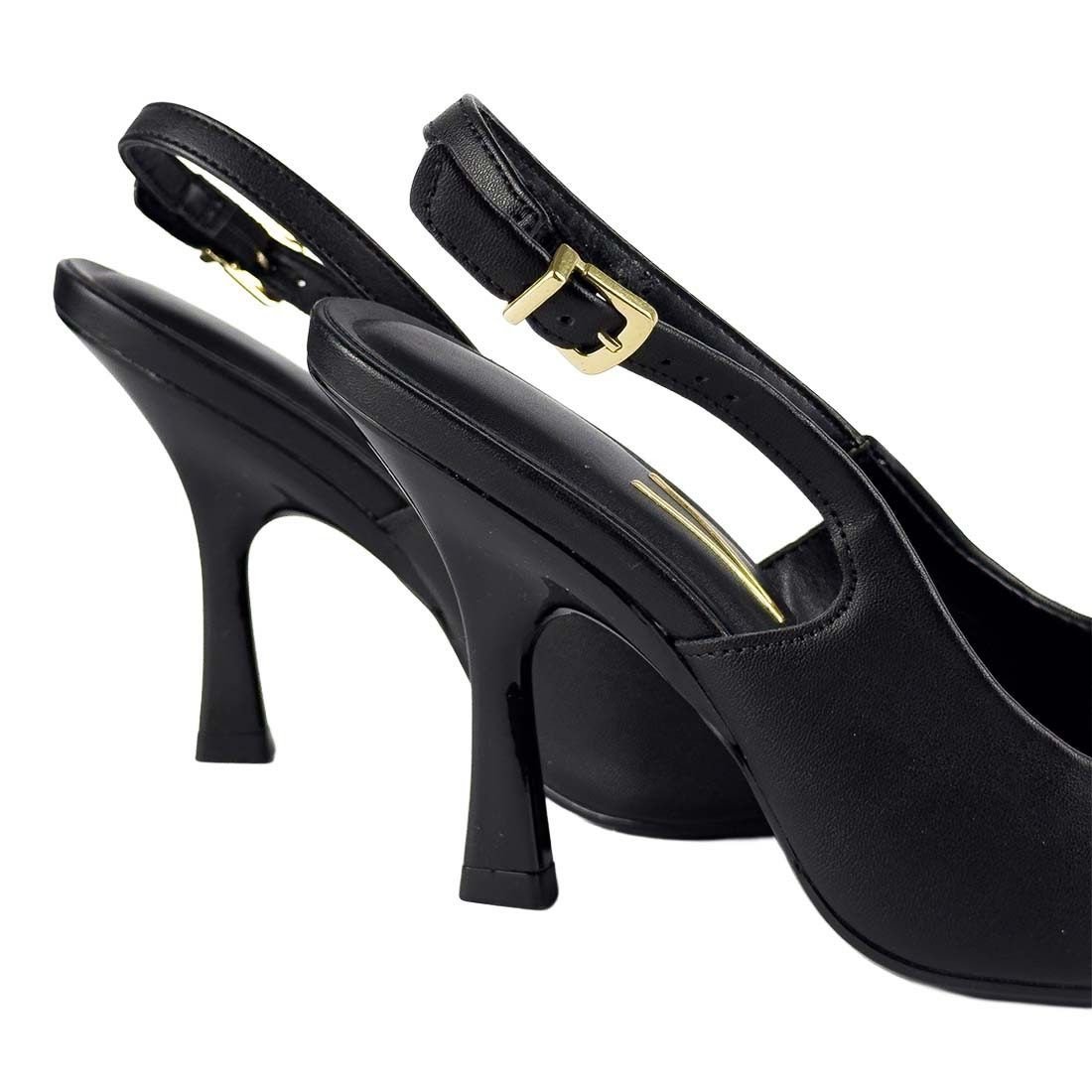 Sapato Scarpin Vizzano Slingback Salto Alto Fino Preto 4