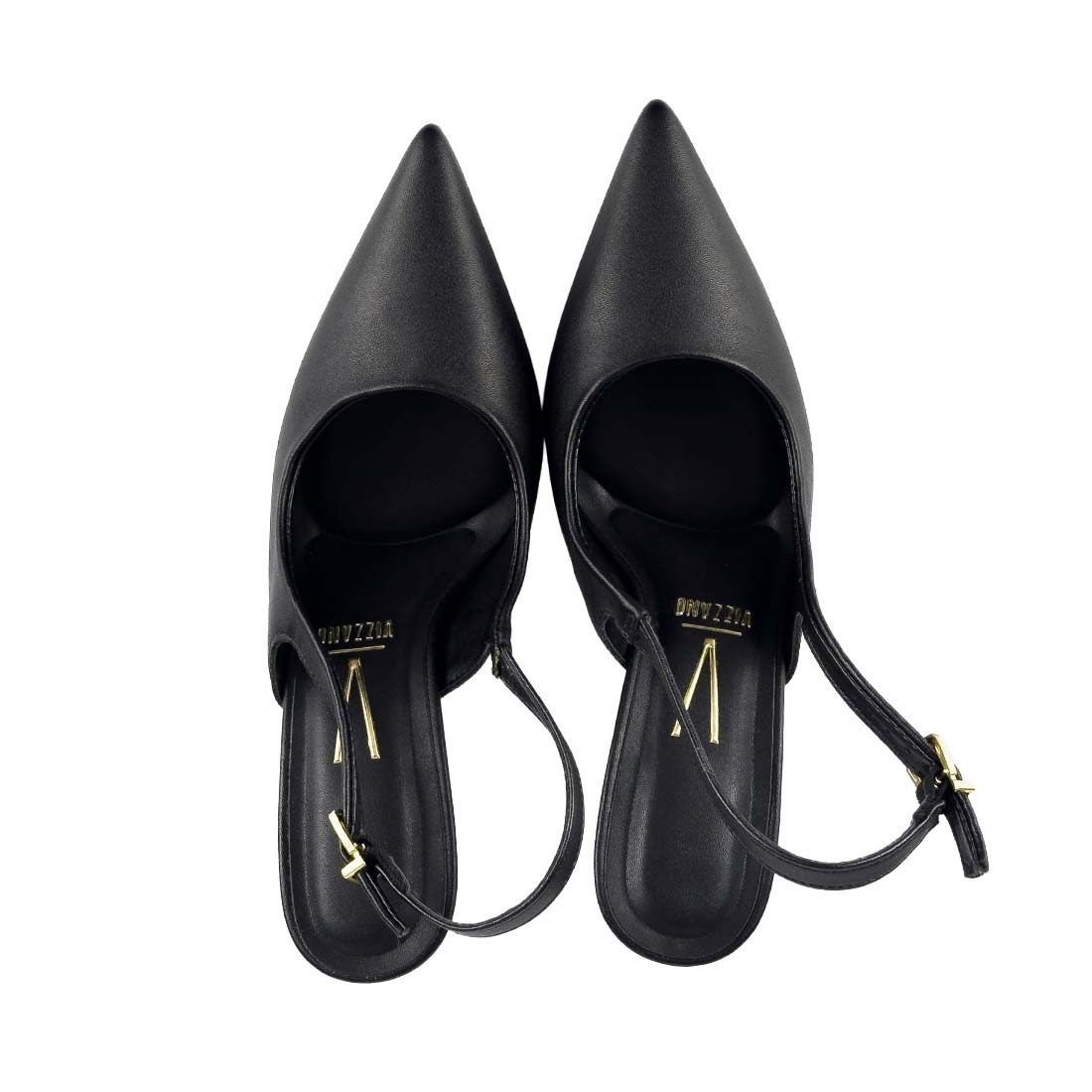 Sapato Scarpin Vizzano Slingback Salto Alto Fino Preto 5