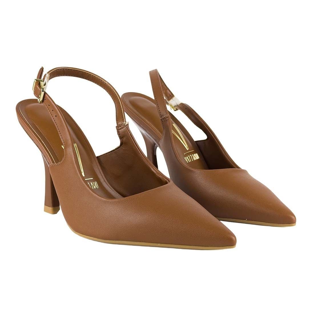 Sapato Scarpin Vizzano Slingback Salto Alto Fino Marrom 2