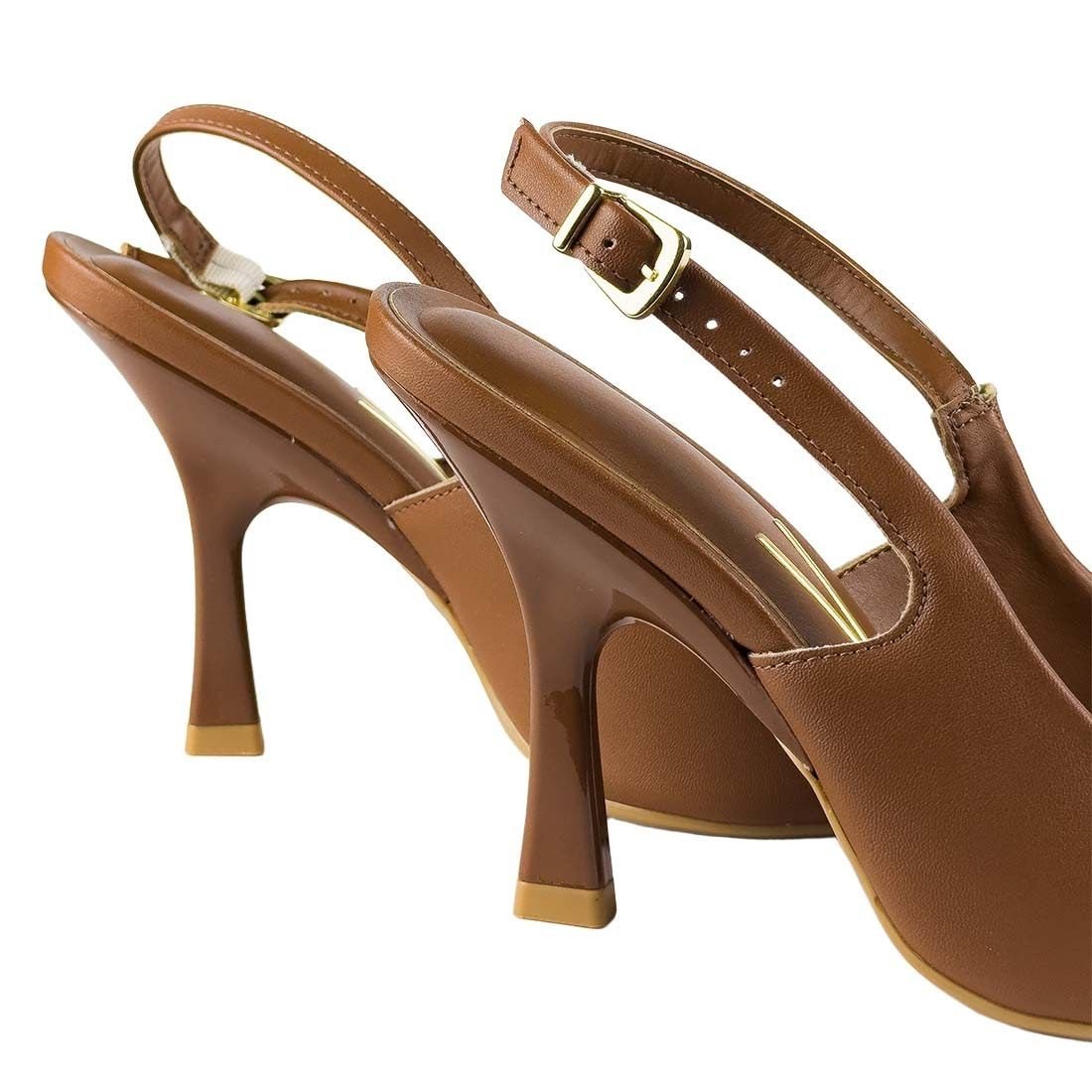Sapato Scarpin Vizzano Slingback Salto Alto Fino Marrom 4