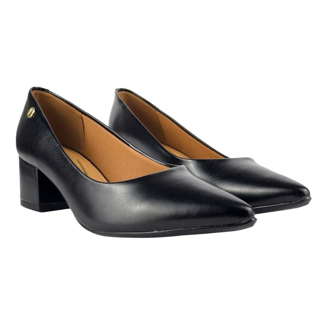 Sapato Scarpin Vizzano Bico Fino Salto Bloco Napa Garda Preto 2