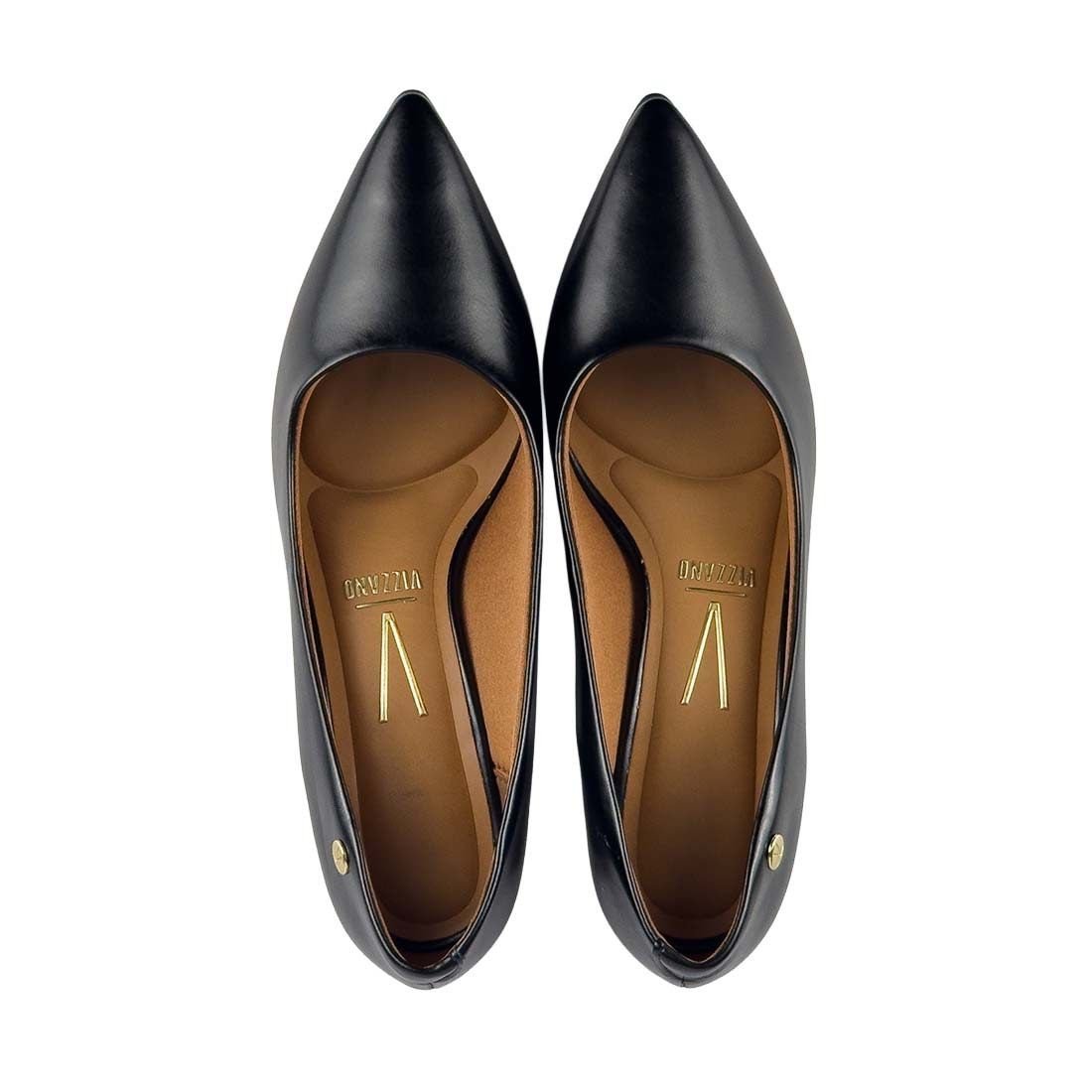 Sapato Scarpin Vizzano Bico Fino Salto Bloco Napa Garda Preto 5