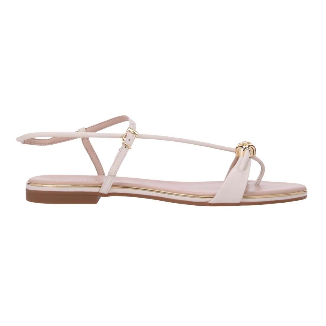 Sandália Luz da Lua Rasteira Dedo Slim com Logo