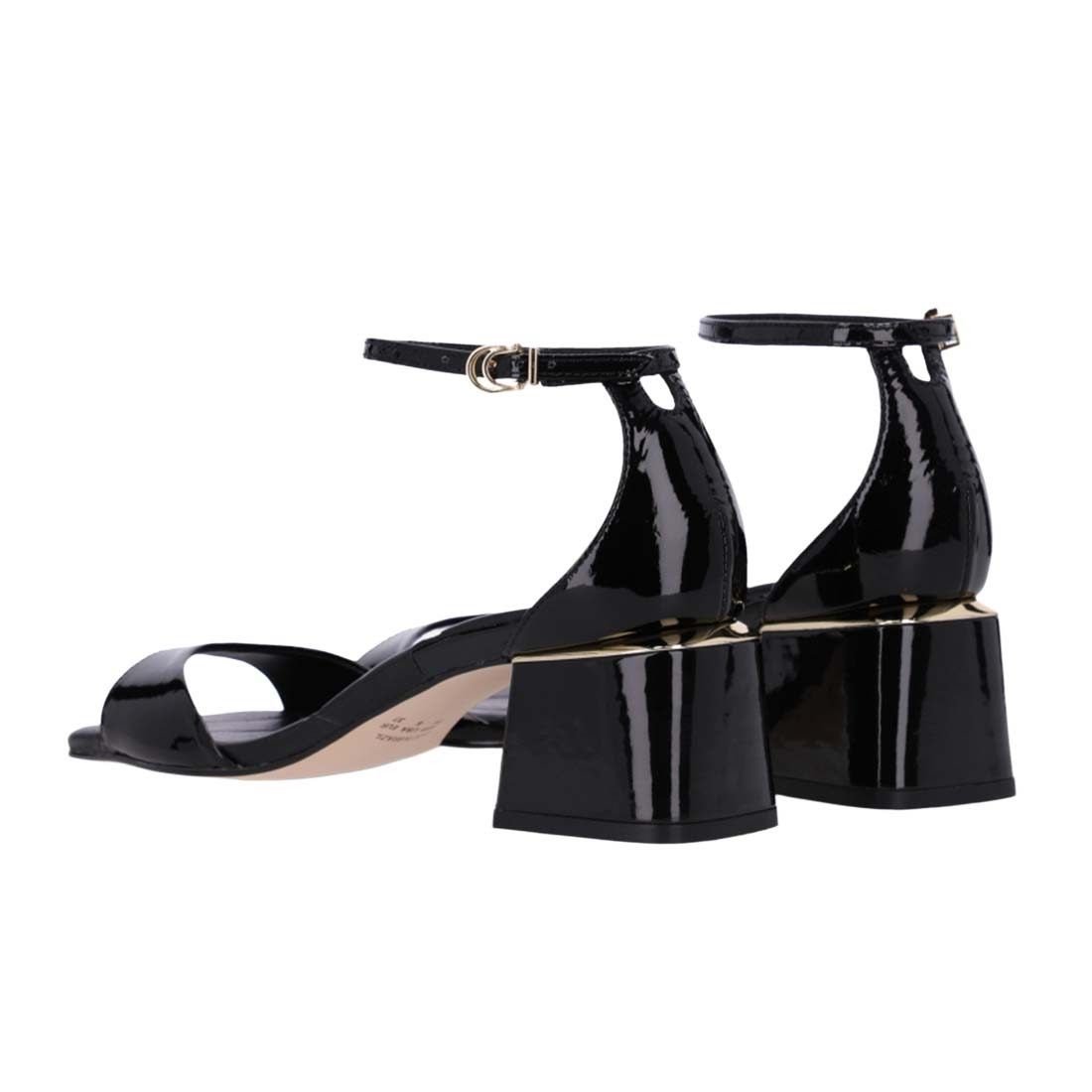 Sandália Luz da Lua Tira Fina Salto Bloco Preto 3