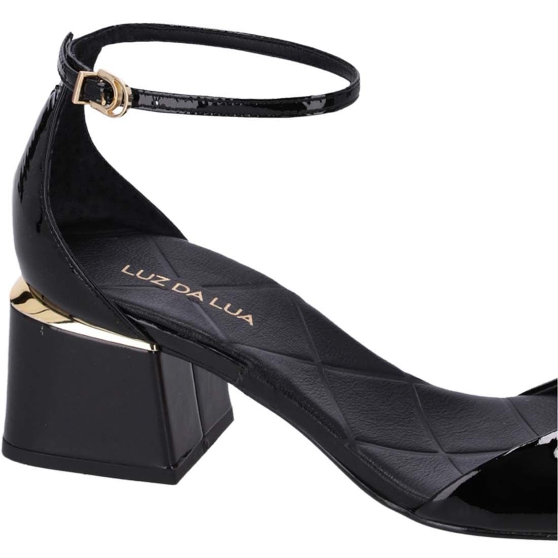 Sandália Luz da Lua Tira Fina Salto Bloco Preto 4