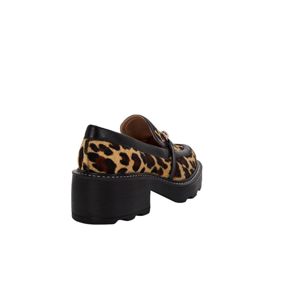 Sapato Loafer Em Couro Animal Print Com Detalhe Fivela Bnini Multicores 3