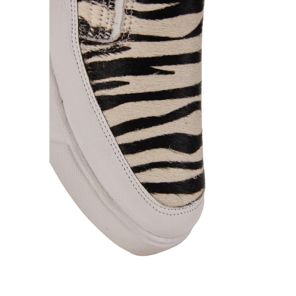 Tênis Slip On Feminino Couro Zebra Calce Fácil Sem Cadarço Multicores 4