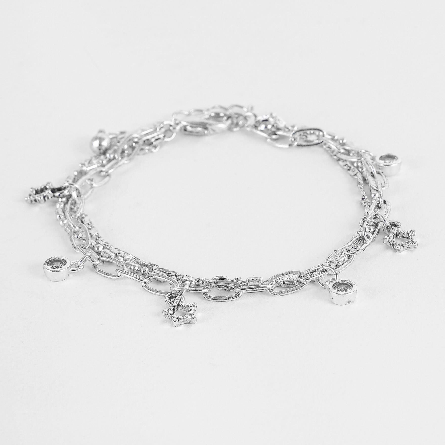Pulseira de Corrente Dupla Folheada a Prata