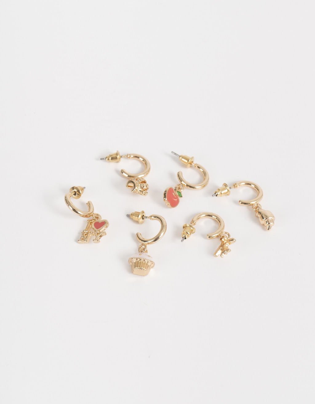 Kit 06 Argolas com Pingentes Paris Meets NY Dourado 2