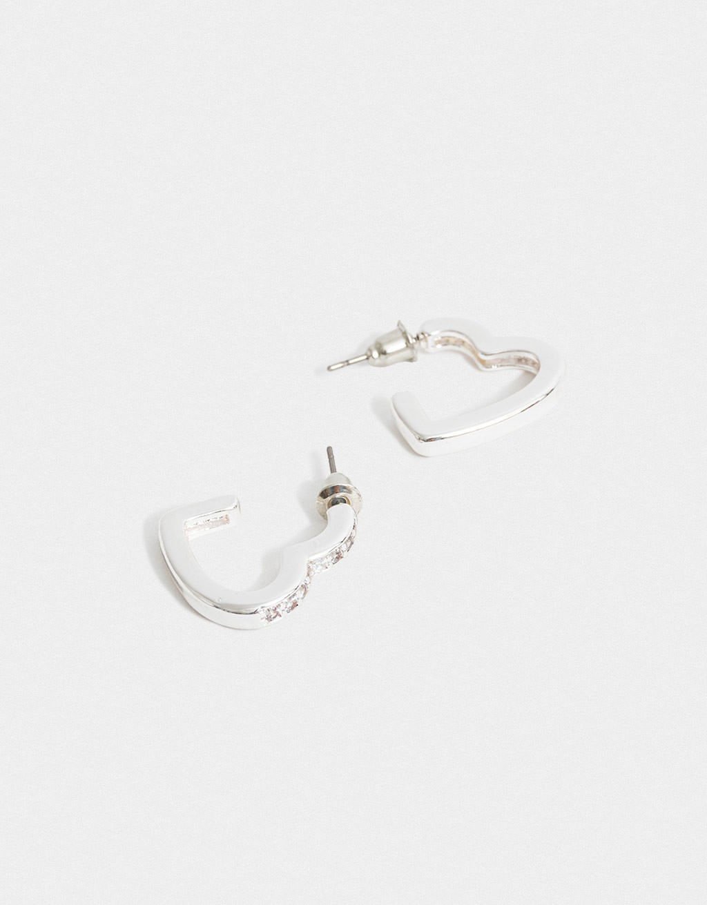 Argolas de Coração Folheadas a Prata Zircônia Prata 2